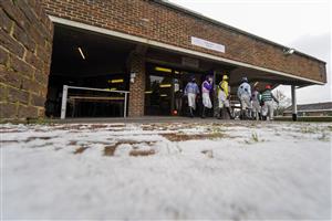 SUNBURY, ENGLAND - FEBRUARY 09: A general view as jockeys leave the weighing room at Kempton Park Racecourse on February 09, 2021 in Sunbury, England. Due to the Coronavirus pandemic, owners along with the paying public will not be allowed to attend the meeting. (Photo by Alan Crowhurst/Getty Images)