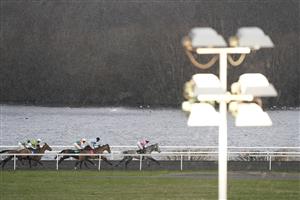 SUNBURY, ENGLAND - FEBRUARY 09: Harry Cobden riding Southfield Stone (R) on their way to winning The Join VBet 'Jumpers' Bumper' NH Flat Race at Kempton Park Racecourse on February 09, 2021 in Sunbury, England. Due to the Coronavirus pandemic, owners along with the paying public will not be allowed to attend the meeting. (Photo by Alan Crowhurst/Getty Images)