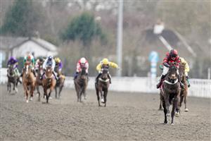 SUNBURY, ENGLAND - FEBRUARY 09: Nico de Boinville riding Balco Coastal win The vbet.co.uk Standard Open NH Flat Race (GBB Race) (Div 1) at Kempton Park Racecourse on February 09, 2021 in Sunbury, England. Due to the Coronavirus pandemic, owners along with the paying public will not be allowed to attend the meeting. (Photo by Alan Crowhurst/Getty Images)