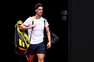 MELBOURNE, AUSTRALIA - FEBRUARY 11: Thanasi Kokkinakis of Australia walks onto court in his Men