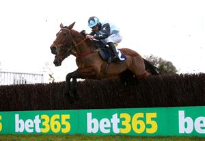 WETHERBY, ENGLAND - FEBRUARY 17: Destinee Royale ridden by Charlie Deutsch clears a fence on their way to winning the Racing TV HD On Sky 426 Handicap Chase at Wetherby Racecourse on February 17, 2021 in Wetherby, England. (Photo by Pool/Getty Images)