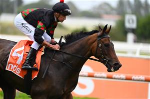 MELBOURNE, AUSTRALIA - FEBRUARY 20: Billy Egan riding Defibrillate before winning Race 1, The Neds Mornington Cup Prelude, during Blue Diamond Stakes Day at Caulfield Racecourse on February 20, 2021 in Melbourne, Australia. (Photo by Vince Caligiuri/Getty Images)