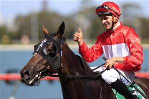 SYDNEY, AUSTRALIA - FEBRUARY 20: Sam Clipperton on Sacramento returns to scale after winning race 6 the Parramatta Cup during Sydney Racing at Rosehill Gardens on February 20, 2021 in Sydney, Australia. (Photo by Mark Evans/Getty Images)