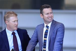 SYDNEY, AUSTRALIA - FEBRUARY 20: Adrian Bott looks on after winning race 6 the Parramatta Cup with Sacramento during Sydney Racing at Rosehill Gardens on February 20, 2021 in Sydney, Australia. (Photo by Mark Evans/Getty Images)
