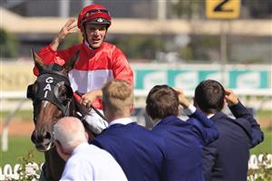 SYDNEY, AUSTRALIA - FEBRUARY 20: Sam Clipperton on Sacramento returns to scale after winning race 6 the Parramatta Cup during Sydney Racing at Rosehill Gardens on February 20, 2021 in Sydney, Australia. (Photo by Mark Evans/Getty Images)