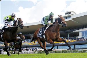 SYDNEY, AUSTRALIA - FEBRUARY 20: Hugh Bowman on Subpoenaed wins race 4 the Irresistible Pools & Spas Millie Fox Stakes during Sydney Racing at Rosehill Gardens on February 20, 2021 in Sydney, Australia. (Photo by Mark Evans/Getty Images)