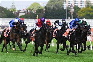 MELBOURNE, AUSTRALIA - FEBRUARY 20: Luke Currie riding Artorius winning Race 7, the Neds Blue Diamond Stakes, during Blue Diamond Stakes Day at Caulfield Racecourse on February 20, 2021 in Melbourne, Australia. (Photo by Vince Caligiuri/Getty Images)