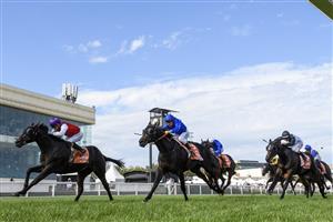MELBOURNE, AUSTRALIA - FEBRUARY 20: Luke Currie riding Artorius winning Race 7, the Neds Blue Diamond Stakes, during Blue Diamond Stakes Day at Caulfield Racecourse on February 20, 2021 in Melbourne, Australia. (Photo by Vince Caligiuri/Getty Images)