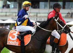 MELBOURNE, AUSTRALIA - FEBRUARY 20: Michael Dee after riding Rich Hips to win Race 4, the Premier Signs Mannerism Stakes, during Blue Diamond Stakes Day at Caulfield Racecourse on February 20, 2021 in Melbourne, Australia. (Photo by Vince Caligiuri/Getty Images)
