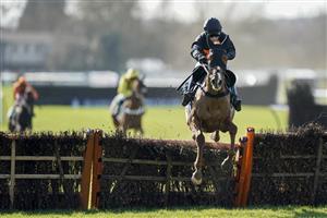 WARWICK, ENGLAND - FEBRUARY 26: Harry Skelton riding Cabot Cliffs clear the last to win The South West Syndicate Juvenile Hurdle at Warwick Racecourse on February 26, 2021 in Warwick, England. Due to the coronavirus pandemic, owners along with the paying public will not be allowed to attend the meeting. (Photo by Alan Crowhurst/Getty Images)