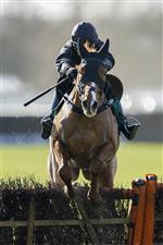 WARWICK, ENGLAND - FEBRUARY 26: Harry Skelton riding Cabot Cliffs clear the last to win The South West Syndicate Juvenile Hurdle at Warwick Racecourse on February 26, 2021 in Warwick, England. Due to the coronavirus pandemic, owners along with the paying public will not be allowed to attend the meeting. (Photo by Alan Crowhurst/Getty Images)