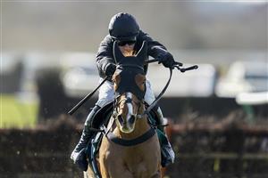 WARWICK, ENGLAND - FEBRUARY 26: Harry Skelton riding Cabot Cliffs clear the last to win The South West Syndicate Juvenile Hurdle at Warwick Racecourse on February 26, 2021 in Warwick, England. Due to the coronavirus pandemic, owners along with the paying public will not be allowed to attend the meeting. (Photo by Alan Crowhurst/Getty Images)