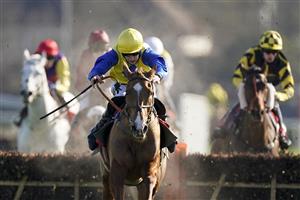 SUNBURY, ENGLAND - FEBRUARY 27: Ciaran Gethings riding Hometown Boy clear the last to win The Close Brothers Asset Finance Handicap Hurdle at Kempton Park Racecourse on February 27, 2021 in Sunbury, England. Due to the coronavirus pandemic, owners along with the paying public will not be allowed to attend the meeting. (Photo by Alan Crowhurst/Getty Images)