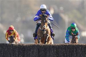 SUNBURY, ENGLAND - FEBRUARY 27: Harry Cobden riding Tamaroc Du Mathan clear the last to win The Close Brothers Pendil Novices' Chase at Kempton Park Racecourse on February 27, 2021 in Sunbury, England. Due to the coronavirus pandemic, owners along with the paying public will not be allowed to attend the meeting. (Photo by Alan Crowhurst/Getty Images)