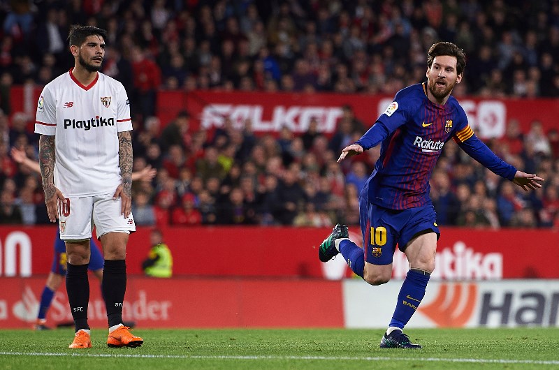 Lionel Messi Sevilla celebrate