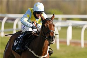 NEWBURY, ENGLAND - MARCH 06: Harry Bannister riding Millers Bank clear the last to win The BetVictor Handicap Hurdle at Newbury Racecourse on March 06, 2021 in Newbury, England. Due to the coronavirus pandemic, owners along with the paying public will not be allowed to attend the meeting. (Photo by Alan Crowhurst/Getty Images)