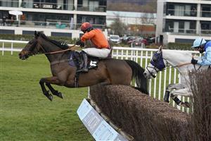 NEWBURY, ENGLAND - MARCH 06: Lorcan Murtagh riding Sir Ivan clear the last to win The BetVictor Veterans' Handicap Chase at Newbury Racecourse on March 06, 2021 in Newbury, England. Due to the coronavirus pandemic, owners along with the paying public will not be allowed to attend the meeting. (Photo by Alan Crowhurst/Getty Images)
