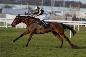 NEWBURY, ENGLAND - MARCH 06: Harrison Beswick riding Charlie's Glance win The Irish Thoroughbred Marketing Standard Open NH Flat Race at Newbury Racecourse on March 06, 2021 in Newbury, England. Due to the coronavirus pandemic, owners along with the paying public will not be allowed to attend the meeting. (Photo by Alan Crowhurst/Getty Images)