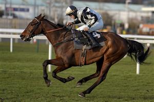 NEWBURY, ENGLAND - MARCH 06: Harrison Beswick riding Charlie's Glance win The Irish Thoroughbred Marketing Standard Open NH Flat Race at Newbury Racecourse on March 06, 2021 in Newbury, England. Due to the coronavirus pandemic, owners along with the paying public will not be allowed to attend the meeting. (Photo by Alan Crowhurst/Getty Images)