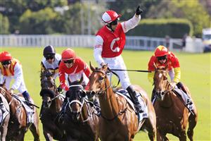 SYDNEY, AUSTRALIA - MARCH 06: Brenton Avdulla on Lion's Roar wins race 7 the Mostyn Copper Randwick Guineas during Sydney Racing at Royal Randwick Racecourse on March 06, 2021 in Sydney, Australia. (Getty)