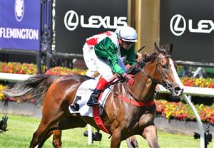 MELBOURNE, AUSTRALIA - MARCH 06: Dean Yendall riding Marboosha wins race 5, the Incognitus Stakes, during Melbourne Racing at Flemington Racecourse on March 06, 2021 in Melbourne, Australia. (Photo by Vince Caligiuri/Getty Images)