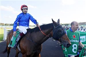 SYDNEY, AUSTRALIA - MARCH 06: Hugh Bowman on Savatiano returns to scale after winning race 8 the Heineken Canterbury Stakes from Regan Bayliss on Mizzy during Sydney Racing at Royal Randwick Racecourse on March 06, 2021 in Sydney, Australia. (Photo by Mark Evans/Getty Images)