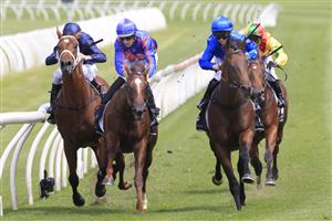 SYDNEY, AUSTRALIA - MARCH 06: Rachel King on Anamoe wins race 2 the UNSW Todman Stakes from Hugh Bowman on Profiteer during Sydney Racing at Royal Randwick Racecourse on March 06, 2021 in Sydney, Australia. (Photo by Mark Evans/Getty Images)