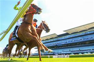 SYDNEY, AUSTRALIA - MARCH 06: Nash Rawiller on Eduardo wins race 5 the Hyland Race Colours from James McDonald on Nature Strip during Sydney Racing at Royal Randwick Racecourse on March 06, 2021 in Sydney, Australia. (Photo by Mark Evans/Getty Images)