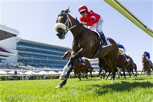 MELBOURNE, AUSTRALIA - MARCH 06: Luke Nolen riding Lightsaber winning Race 4, the Mss Security Sires Produce Stakes during Melbourne Racing at Flemington Racecourse on March 06, 2021. (Getty)