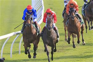 SYDNEY, AUSTRALIA - MARCH 06: Hugh Bowman on Savatiano (L) wins race 8 the Heineken Canterbury Stakes from Regan Bayliss on Mizzy during Sydney Racing at Royal Randwick Racecourse on March 06, 2021 in Sydney, Australia. (Photo by Mark Evans/Getty Images)