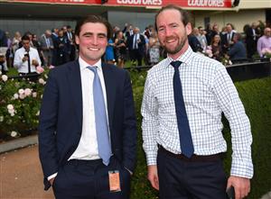 MELBOURNE, AUSTRALIA - MARCH 13: Trainers David Eustace and Ciaron Maher after Persan won Race 3, the Xtreme Freight Handicap, during Melbourne Racing All-Star Mile Day at Moonee Valley Racecourse on March 13, 2021 in Melbourne, Australia. (Photo by Vince Caligiuri/Getty Images)