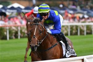 MELBOURNE, AUSTRALIA - MARCH 13: Jamie Kah riding Grandslam winning race 5, the IDalton Consulting Alister Clark Stakes, during Melbourne Racing All-Star Mile Day at Moonee Valley Racecourse on March 13, 2021 in Melbourne, Australia. (Photo by Vince Caligiuri/Getty Images)