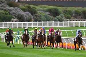 MELBOURNE, AUSTRALIA - MARCH 13: Michael Poy riding Ancestry to win Race 4, the Ranvet Abell Stakes, during Melbourne Racing All-Star Mile Day at Moonee Valley Racecourse on March 13, 2021 in Melbourne, Australia. (Photo by Vince Caligiuri/Getty Images)