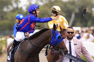 SYDNEY, AUSTRALIA - MARCH 13: Tim Clark on Krone returns to scale after winning race 7 the Coolmore Classic during Sydney Racing at Rosehill Gardens on March 13, 2021 in Sydney, Australia. (Photo by Mark Evans/Getty Images)