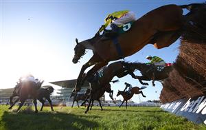 CHELTENHAM, ENGLAND - MARCH 17: Sky Pirate ridden by Nick Scholfield jumps a fence during the Johnny Henderson Grand Annual Challenge Cup Handicap Chase (Grade 3) race on Day Two of the Cheltenham Festival 2021 at Cheltenham Racecourse on March 17, 2021 in Cheltenham, England. Sporting venues around the UK remain under strict restrictions due to the Coronavirus Pandemic as Government social distancing laws prohibit spectators inside venues resulting in events being held behind closed doors. (Photo by Michael Steele/Getty Images)