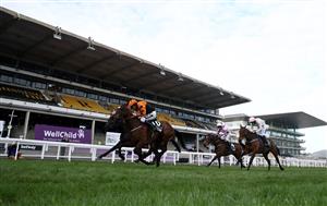 CHELTENHAM, ENGLAND - MARCH 17: Put The Kettle On ridden by Aidan Coleman (left) on their way to winning the Betway Queen Mother Champion Chase on day two of the Cheltenham Festival at Cheltenham Racecourse, on March 17, 2021 in Cheltenham, England. Sporting venues around the UK remain under strict restrictions due to the Coronavirus Pandemic as Government social distancing laws prohibit spectators inside venues resulting in events being held behind closed doors. (Photo by Tim Goode - Pool/Getty Images)