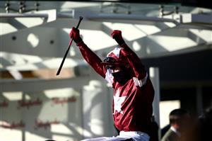 CHELTENHAM, ENGLAND - MARCH 17: Tiger Roll ridden by Keith Donoghue celebrates after winning the Glenfarclas Chase (Cross Country Chase) on day two of the Cheltenham Festival at Cheltenham Racecourse, on March 17, 2021 in Cheltenham, England. Sporting venues around the UK remain under strict restrictions due to the Coronavirus Pandemic as Government social distancing laws prohibit spectators inside venues resulting in events being held behind closed doors. (Photo by Tim Goode - Pool/Getty Images)