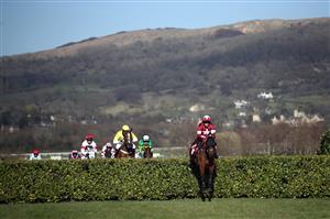 CHELTENHAM, ENGLAND - MARCH 17: Tiger Roll ridden by Keith Donoghue on their way to winning the Glenfarclas Chase (Cross Country Chase) on day two of the Cheltenham Festival at Cheltenham Racecourse, on March 17, 2021 in Cheltenham, England. Sporting venues around the UK remain under strict restrictions due to the Coronavirus Pandemic as Government social distancing laws prohibit spectators inside venues resulting in events being held behind closed doors. (Photo by Tim Goode - Pool/Getty Images)