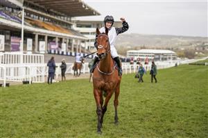 CHELTENHAM, ENGLAND - MARCH 17: A smiling Rachael Blackmore after riding Bob Olinger to win The Ballymore Novices' Hurdle at Cheltenham Racecourse on March 17, 2021 in Cheltenham, England. Sporting venues around the UK remain under strict restrictions due to the Coronavirus Pandemic as Government social distancing laws prohibit spectators inside venues resulting in events being held behind closed doors. (Photo by Alan Crowhurst/Getty Images)