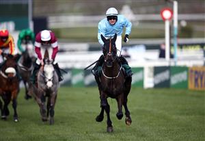 CHELTENHAM, ENGLAND - MARCH 18: The Shunter ridden by Jordan Gainford after winning the Paddy Power Plate Handicap Chase on day three of the Cheltenham Festival at Cheltenham Racecourse on March 18, 2021 in Cheltenham, England. Sporting venues around the UK remain under strict restrictions due to the Coronavirus Pandemic as Government social distancing laws prohibit spectators inside venues resulting in events being held behind closed doors. (Photo by Tim Goode-Pool/Getty Images)