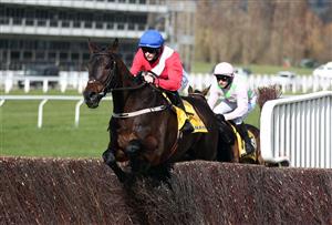 CHELTENHAM, ENGLAND - MARCH 18:Allaho ridden by Rachael Blackmore on their way to winning the Ryanair Chase on day three of the Cheltenham Festival at Cheltenham Racecourse on March 18, 2021 in Cheltenham, England. Sporting venues around the UK remain under strict restrictions due to the Coronavirus Pandemic as Government social distancing laws prohibit spectators inside venues resulting in events being held behind closed doors. (Photo by Tim Goode-Pool/Getty Images)