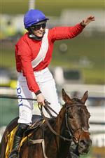 CHELTENHAM, ENGLAND - MARCH 18: Rachael Blackmore after riding Allaho to win The Ryanair Chase at Cheltenham Racecourse on March 18, 2021 in Cheltenham, England. Sporting venues around the UK remain under strict restrictions due to the Coronavirus Pandemic as Government social distancing laws prohibit spectators inside venues resulting in events being held behind closed doors. (Photo by Alan Crowhurst/Getty Images)