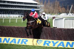 CHELTENHAM, ENGLAND - MARCH 18:Allaho ridden by Rachael Blackmore on their way to winning the Ryanair Chase on day three of the Cheltenham Festival at Cheltenham Racecourse on March 18, 2021 in Cheltenham, England. Sporting venues around the UK remain under strict restrictions due to the Coronavirus Pandemic as Government social distancing laws prohibit spectators inside venues resulting in events being held behind closed doors. (Photo by Tim Goode-Pool/Getty Images)