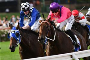 MELBOURNE, AUSTRALIA - MARCH 19: Teodore Nugent riding Green Ivy winning Race 3, the Ascend Sales Trophies Handicap, during Melbourne Racing at Moonee Valley Racecourse on March 19, 2021 in Melbourne, Australia. (Photo by Vince Caligiuri/Getty Images)