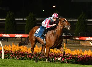 MELBOURNE, AUSTRALIA - MARCH 19: Ben Allen riding Marabi winning Race 8, the Independent Turf Services Handicap, during Melbourne Racing at Moonee Valley Racecourse on March 19, 2021 in Melbourne, Australia. (Photo by Vince Caligiuri/Getty Images)