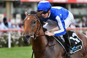 MELBOURNE, AUSTRALIA - MARCH 19: Jye McNeil riding Crystal Bound winning Race 1, the Evolve Interiors Handicap, during Melbourne Racing at Moonee Valley Racecourse on March 19, 2021 in Melbourne, Australia. (Photo by Vince Caligiuri/Getty Images)