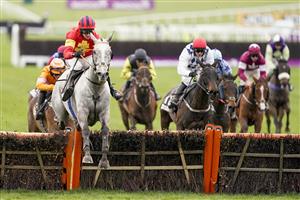 CHELTENHAM, ENGLAND - MARCH 19: Mark Walsh riding Vanillier clear the last to win The Albert Bartlett Novices' Hurdle at Cheltenham Racecourse on March 19, 2021 in Cheltenham, England. Sporting venues around the UK remain under strict restrictions due to the Coronavirus Pandemic as Government social distancing laws prohibit spectators inside venues resulting in events being held behind closed doors. (Photo by Alan Crowhurst/Getty Images)