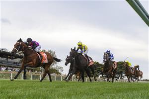 MELBOURNE, AUSTRALIA - MARCH 20: William Pike riding Laverrod winning Race 8, the Neds Hareeba Stakes, during Melbourne Racing at Mornington Racecourse on March 20, 2021 in Melbourne, Australia. (Photo by Vince Caligiuri/Getty Images)