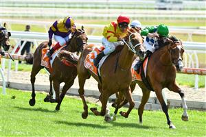 MELBOURNE, AUSTRALIA - MARCH 20: Michael Walker riding Mohican Heights winning Race 2, the Asset Painting Services Handicap, during Melbourne Racing at Mornington Racecourse on March 20, 2021 in Melbourne, Australia. (Photo by Vince Caligiuri/Getty Images)