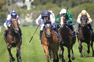 SYDNEY, AUSTRALIA - MARCH 27: Ryan Maloney on Isotope wins race 1 the Irresistible Pools & Spas Darby Munro Stakes during Golden Slipper Day at Rosehill Gardens on March 27, 2021 in Sydney, Australia. (Photo by Mark Evans/Getty Images)